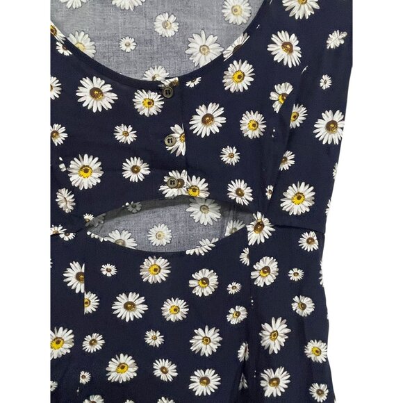 Forever 21 Daisy Print Blue Floral Cutout Mini Dress Size Small - Picture 2 of 4